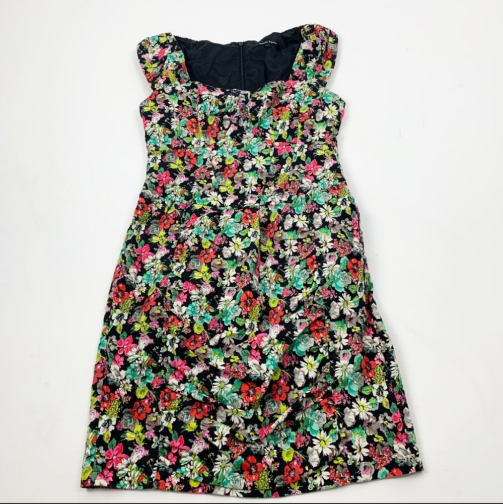 Nanette Lepore Black Floral Sleeveless Midi Dress